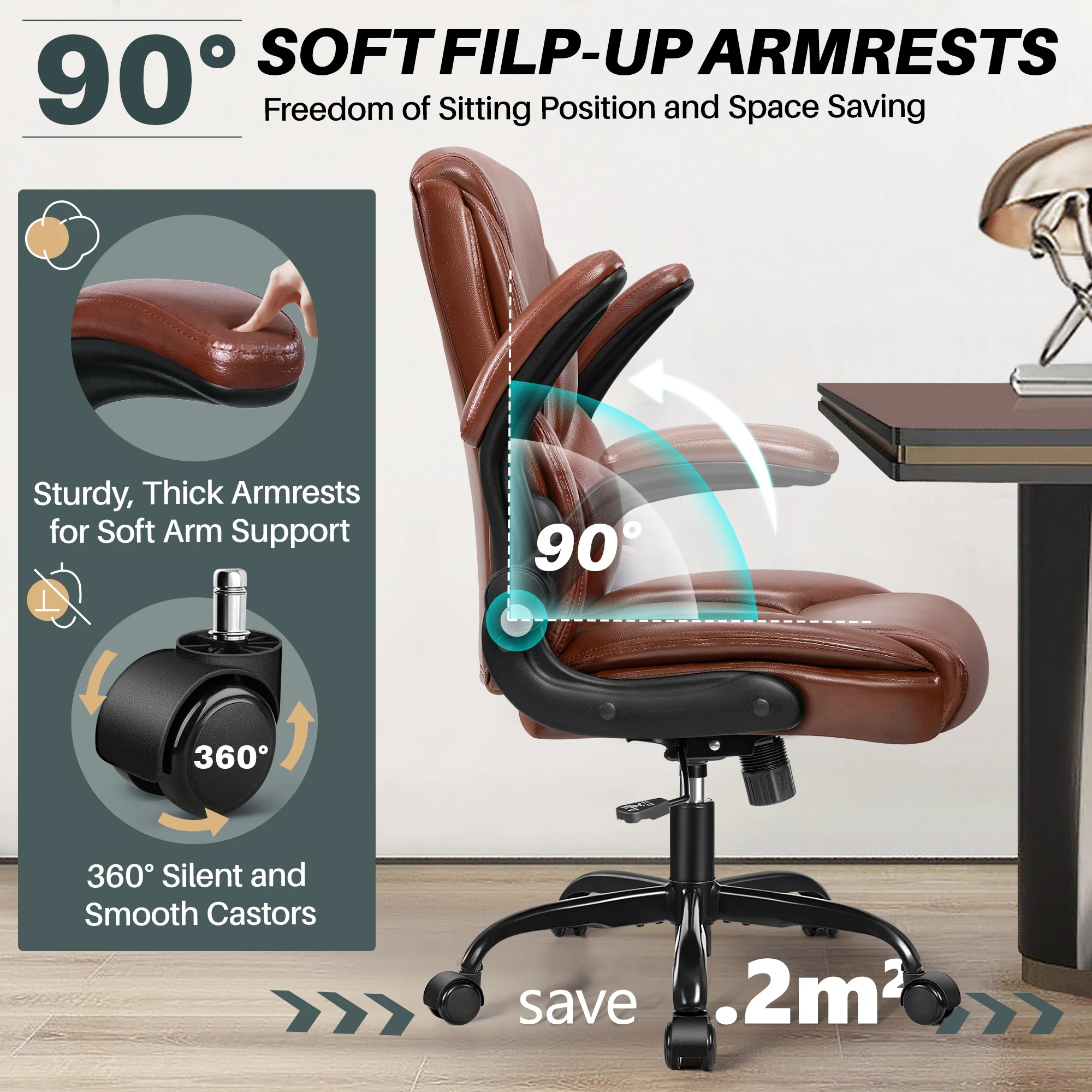 COOLHUT Leather Office Chair, Big and Tall Office Chair 400LBS Wide Seat Ergonomic Computer Desk Chair High Back Executive Leather Chair Adjustable Task Chair Lumbar Back with 8-Year Warranty, Black