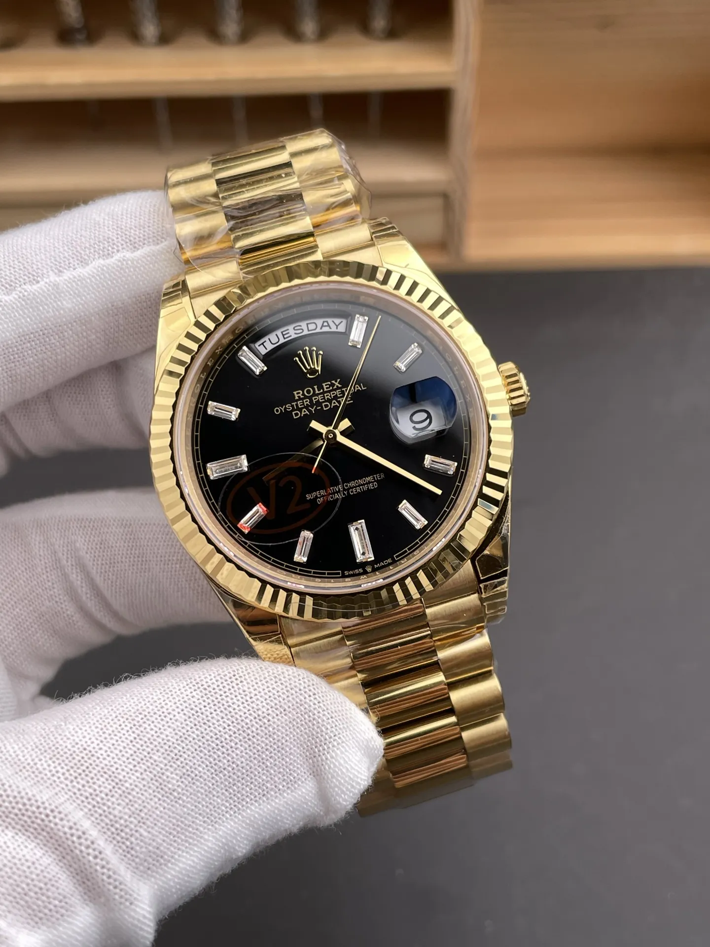 Rolex Day-Date Black Baguette Diamond 40mm