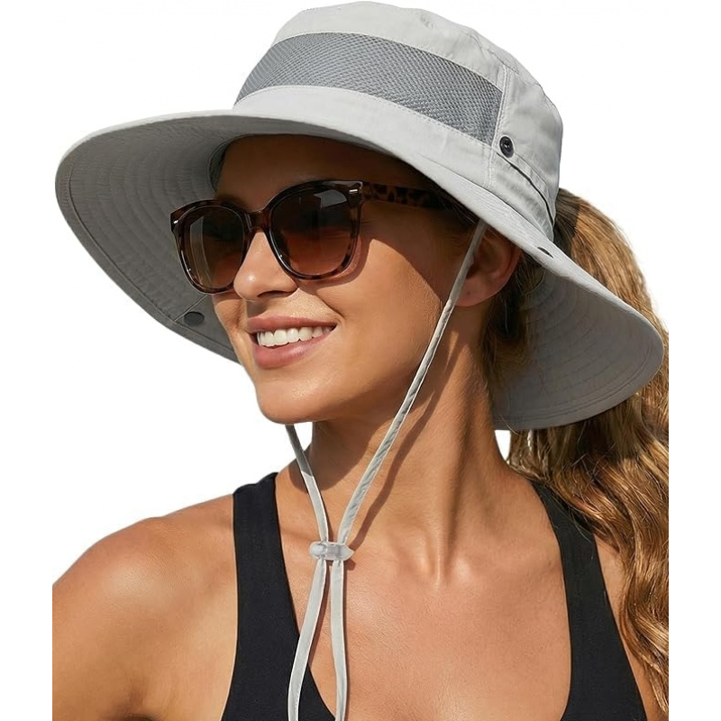 Women's Sun Hat with Ponytail Hole Beach
