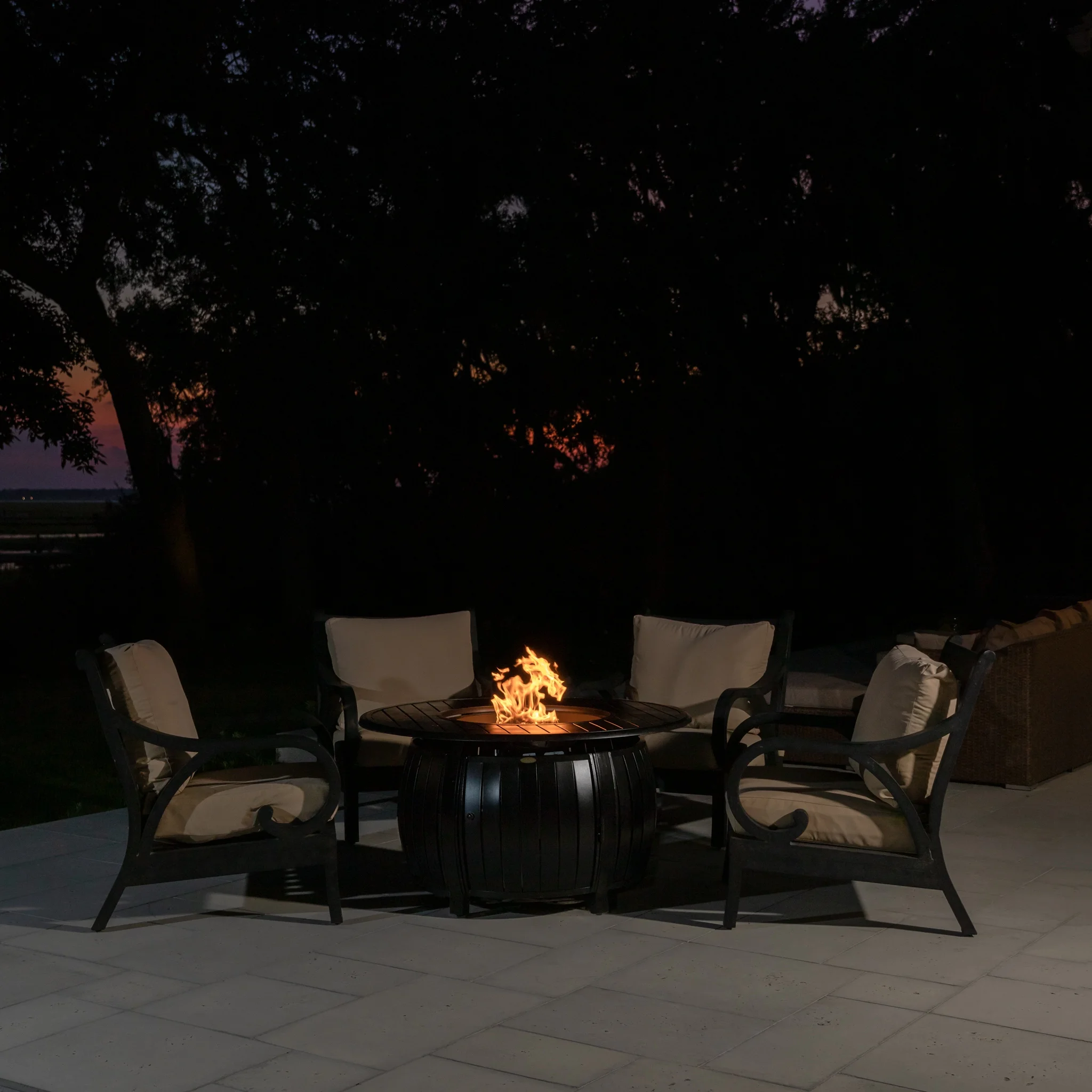 Fire Sense Copper Aluminum Gas Fire Pit Table Multi-Functional with Fire Bowl Lid, Bronze Finish-44