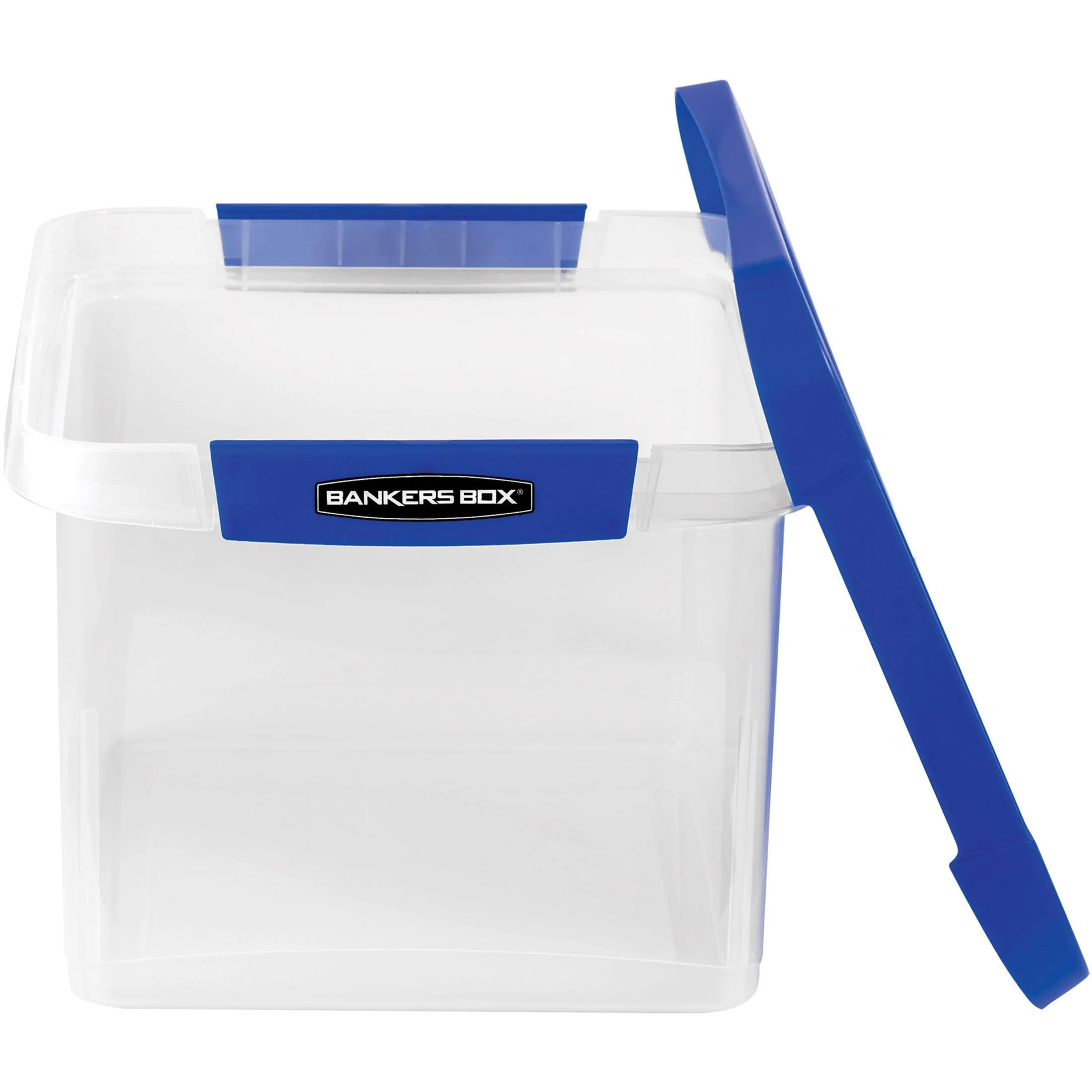 Fellowes, FEL0086201, Heavy Duty Letter/Legal Plastic File Box, 1 Each, Clear,Blue
