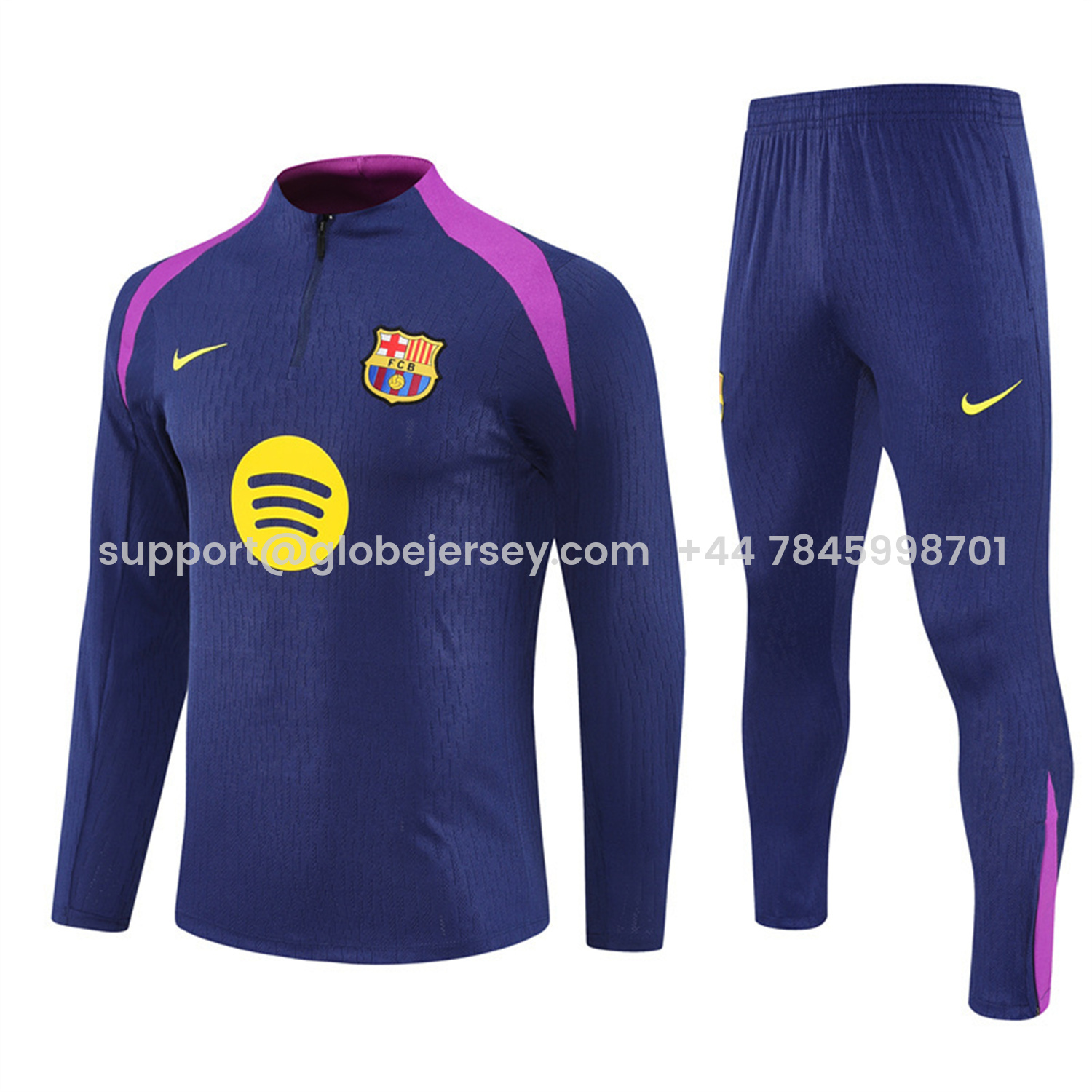 Barcelona 25-26 Long Sleeve Training Set - Royal Blue Top Yellow Sponsor & Royal Blue Pants
