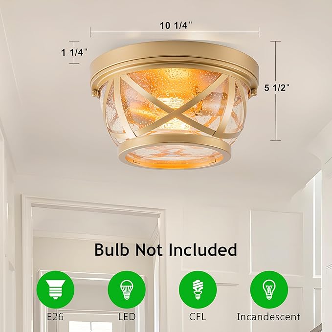 MELLOWWLITE Flush Mount Ceiling Light Fixture Gold