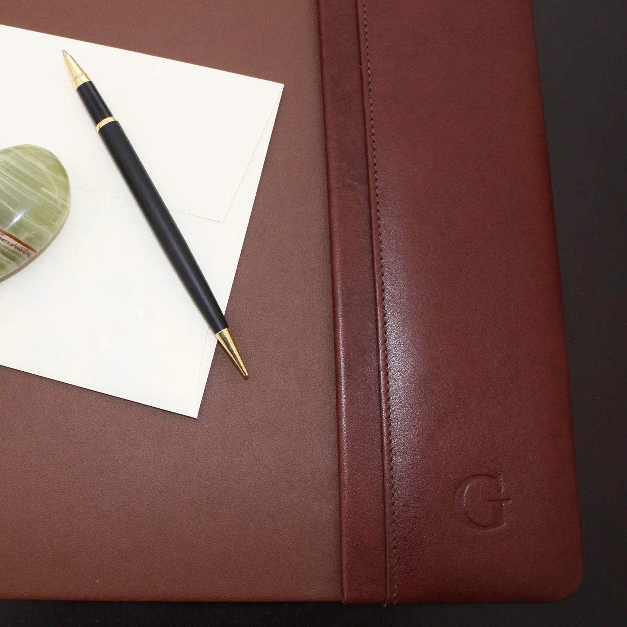 Mocha Leather 22 x 14 Side-Rail Desk Pad