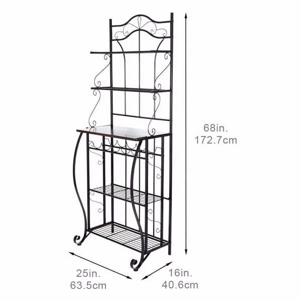 Kitchen Bakers Rack with Wine Storage, Microwave Stand with Storage Shelf, Kitchen Organizer Shelves for Spice, Bowls, Cups, Plates Organizer