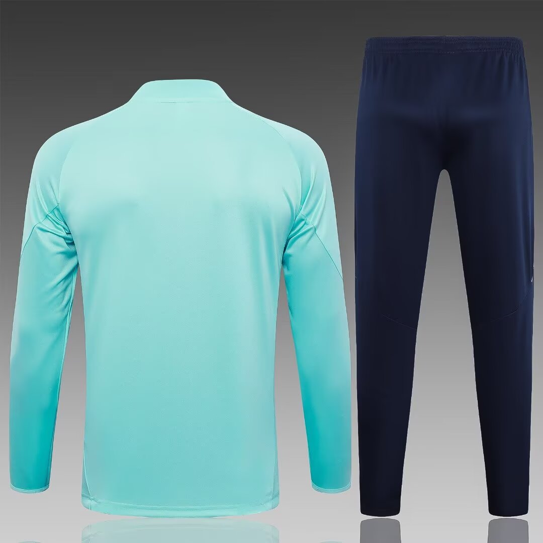 2024/2025 Real Madrid Half-Pull Training Suit Light Green Football Shirt 1:1 Thai Quality