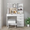 Ktaxon Lighted Makeup Vanity Table Set, Dressing Table with Sliding Mirror, Vanity Desk , White