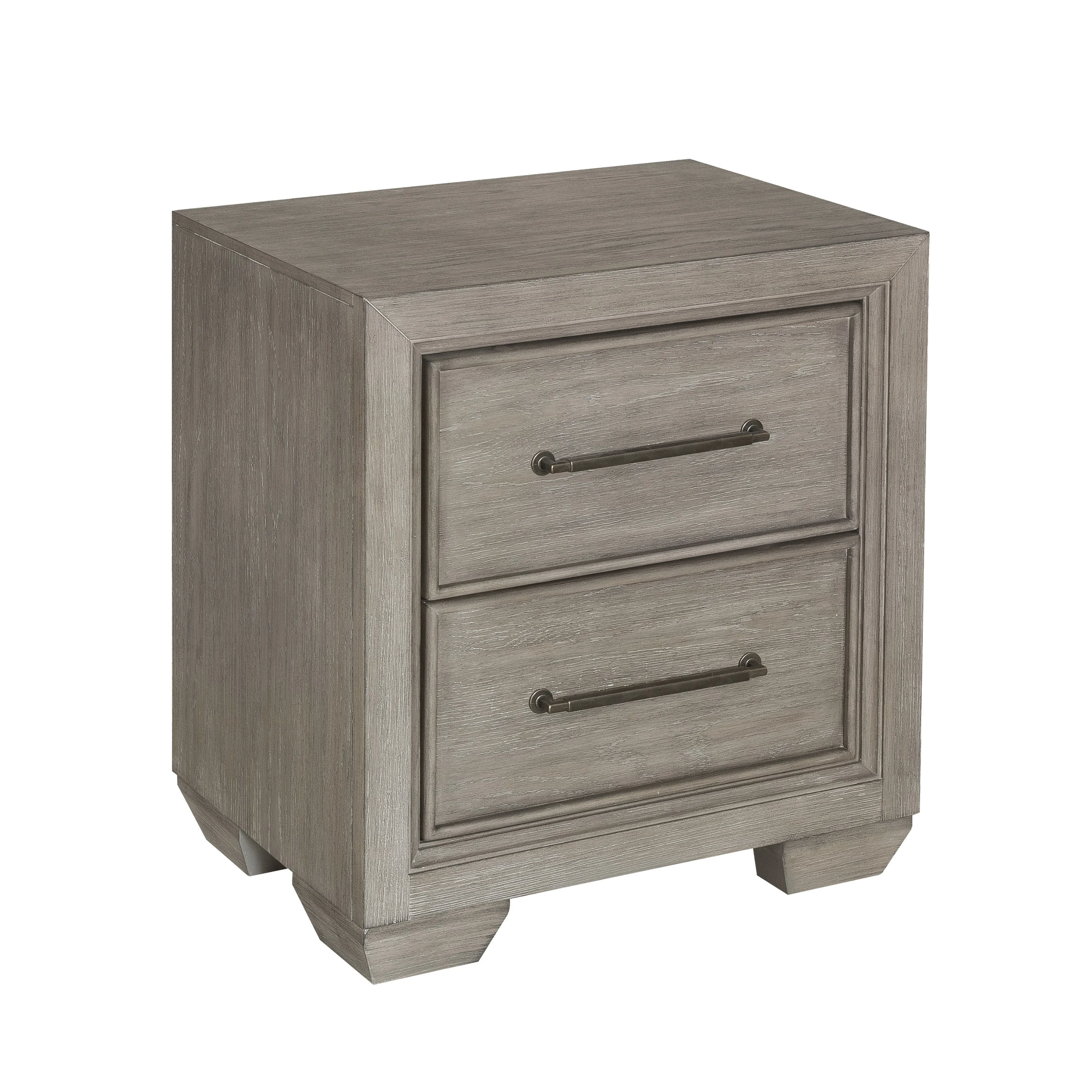 Ennesley Gray Wood Bedroom Set with Upholstered Panel King Bed, Dresser, Mirror, 2 Nightstand, and Chest