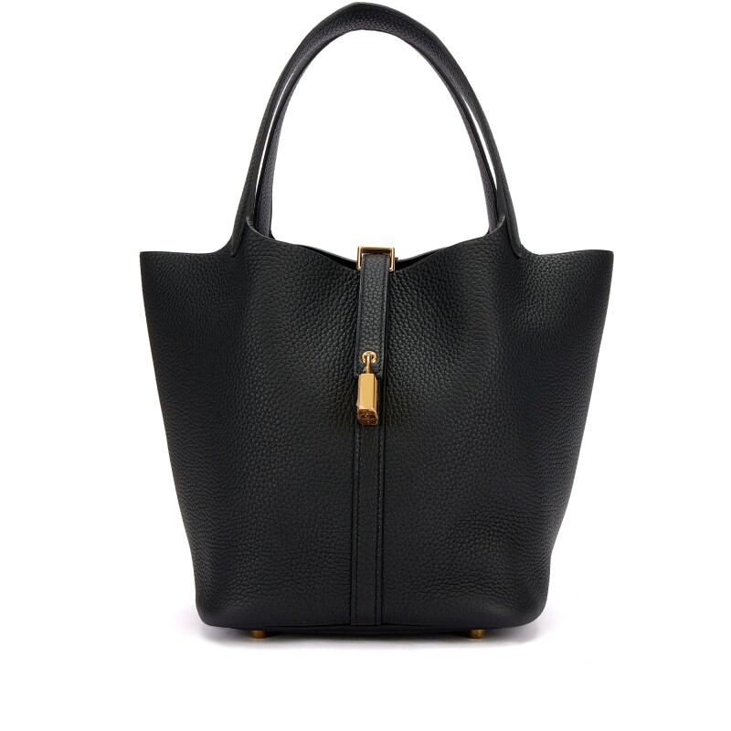 Black Clemence Picotin Lock 22 Gold Hardware