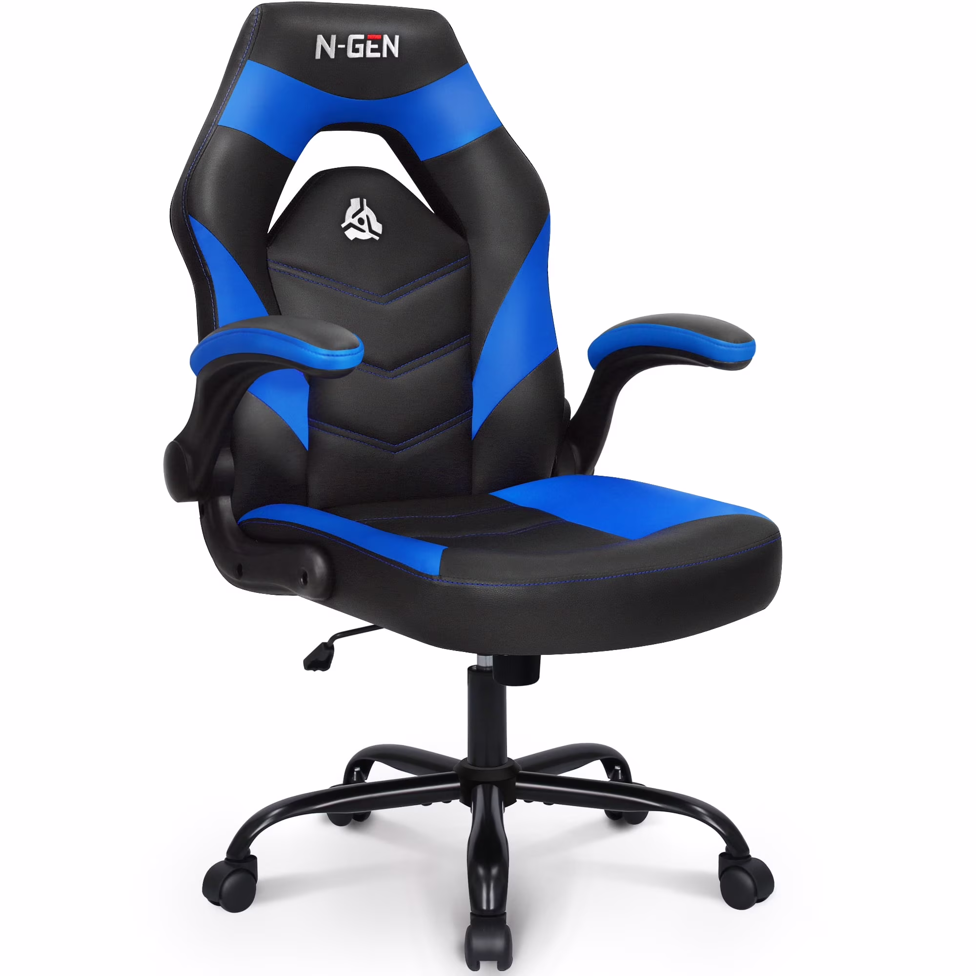 N-GEN Red Gaming Chair, Flip-up Armrest Computer Chair Ergonomic Office Chair PU Leather Desk Chair Executive Adjustable Swivel Task Chair