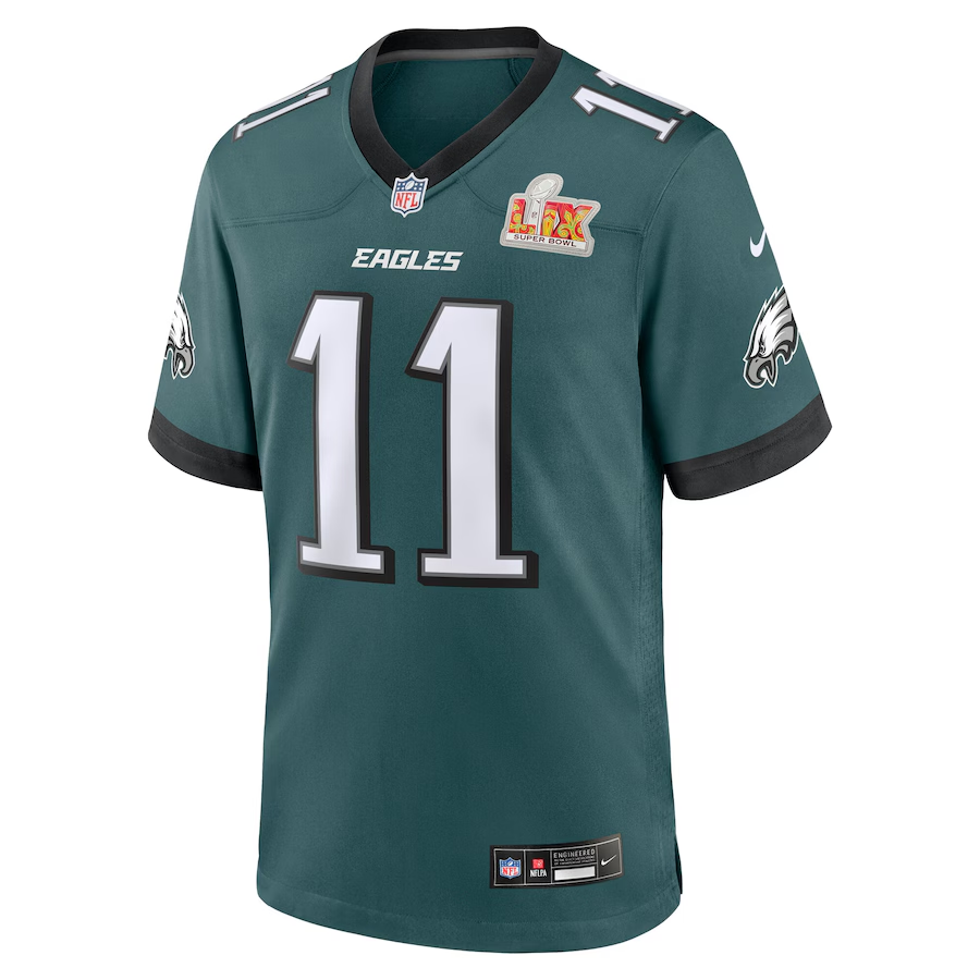 Men's Philadelphia Eagles A.J. Brown Nike Midnight Green Super Bowl LIX Game Player Jersey