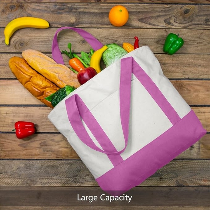 CANVORY 1-Pack Canvas Tote Bag with an External Pocket