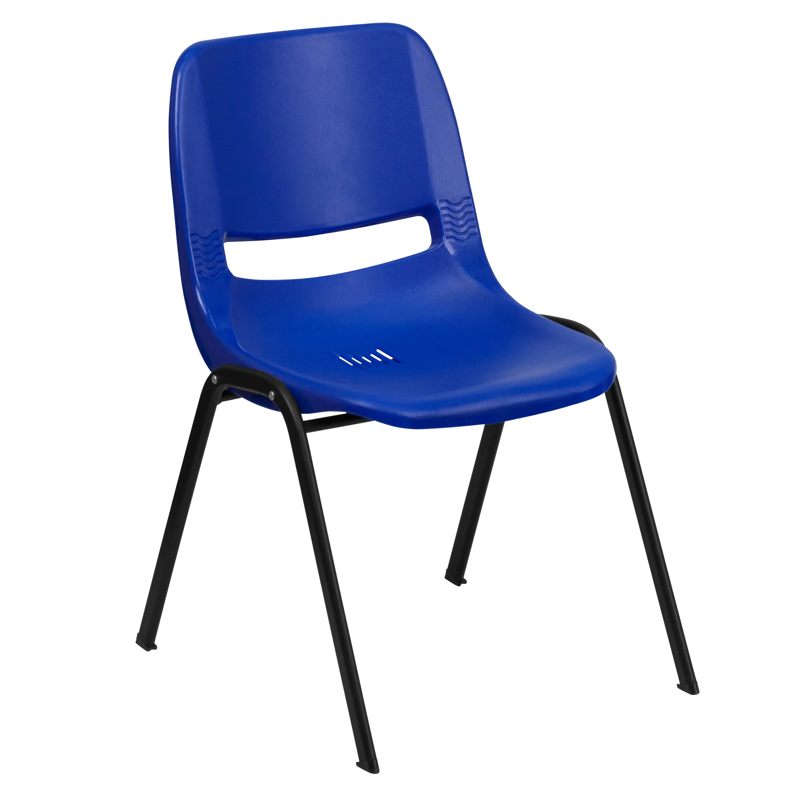 Emma + Oliver Blue Ergonomic Shell Student Stack Chair - Classroom Chair / Office Guest Chair