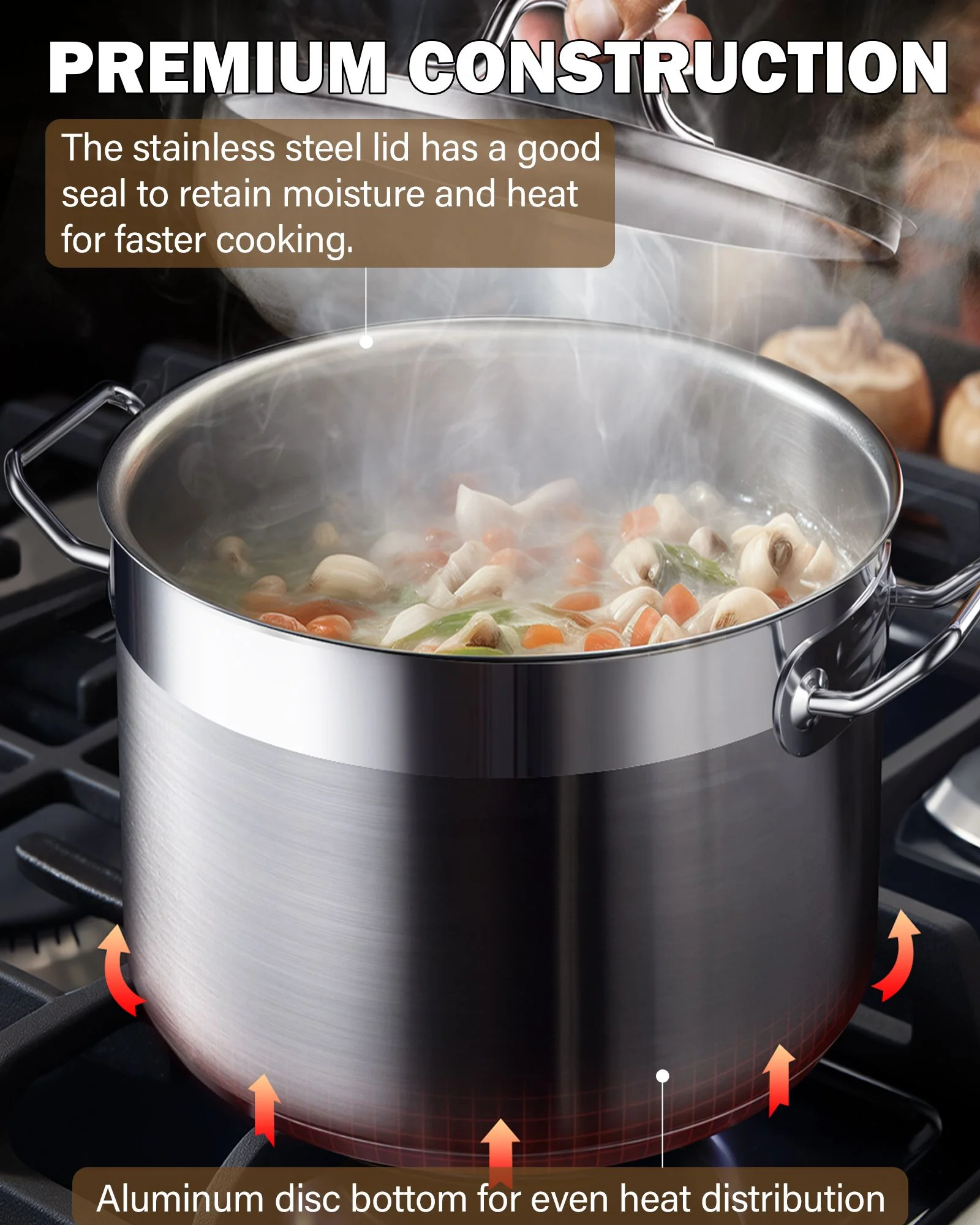 Cooks Standard Kitchen Cookware Sets Stainless Steel, Oven Safe Professional Pots and Pans Include Saucepan, Saut�� Pan, Stockpot with Lids, 8-Piece, Silver