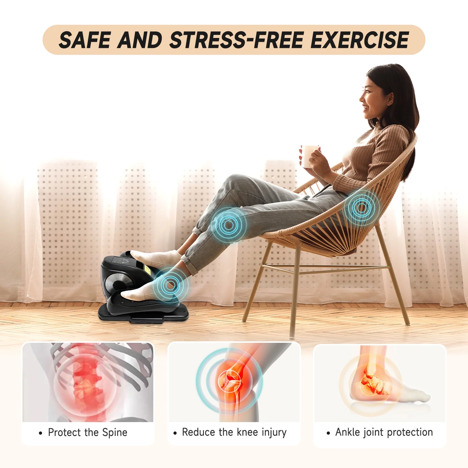 CATGOOD Under Desk Elliptical, Electric Seated Foot & Leg Pedal Exerciser While Sitting for Seniors