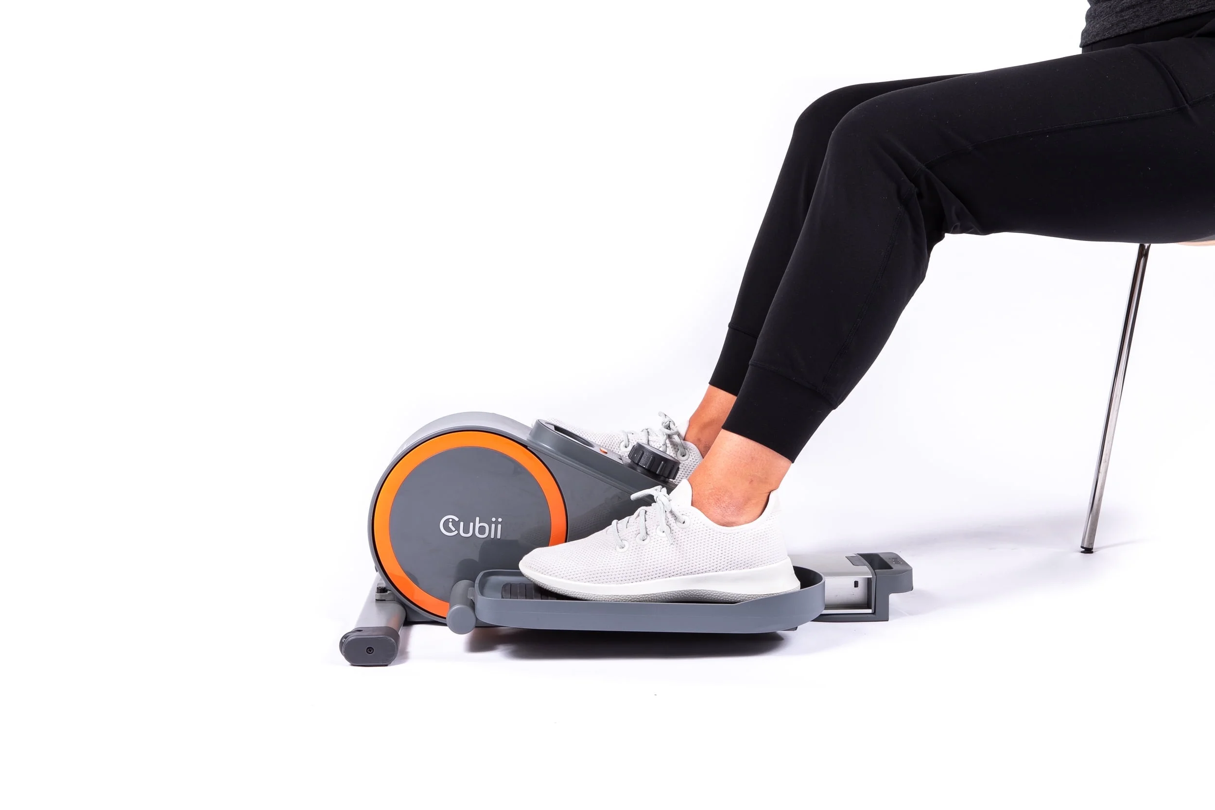 Cubii GO Aqua - Ultra Portable Under Desk Elliptical, Foot Pedal Exerciser Machine with Built-in Wheels, Easy Retractable Handle, Large LCD Fitness Tracker, Adjustable Resistance Levels