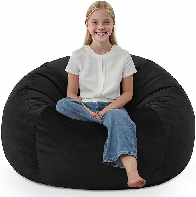 BUBBLEBEAN 2FT Bean Bag Chair, Comfy Bean Bag Chairs with Memory Foam Filled