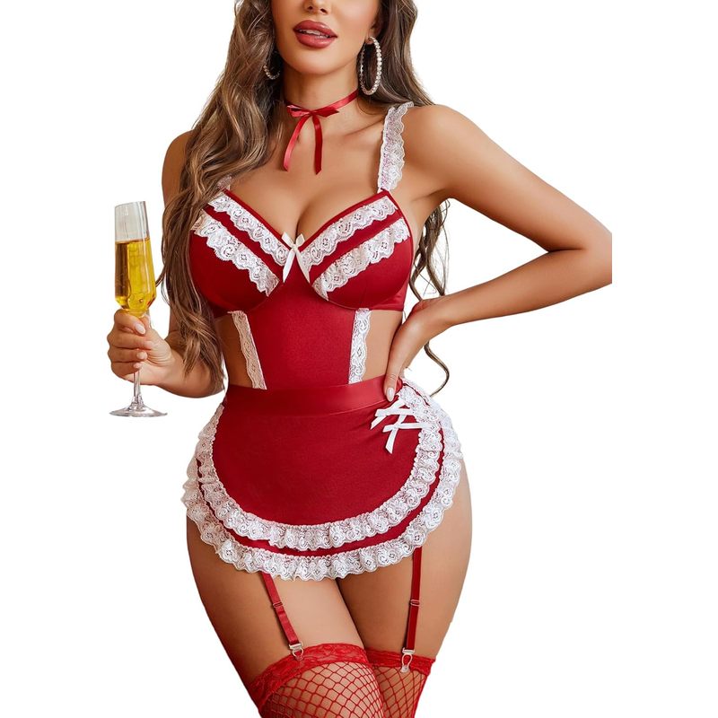 Women's Lingerie Sets Lace V Neck Teddy Babydoll