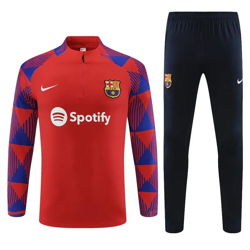 2023/2024 Barcelona Half-Pull Training Suit Red Jersey