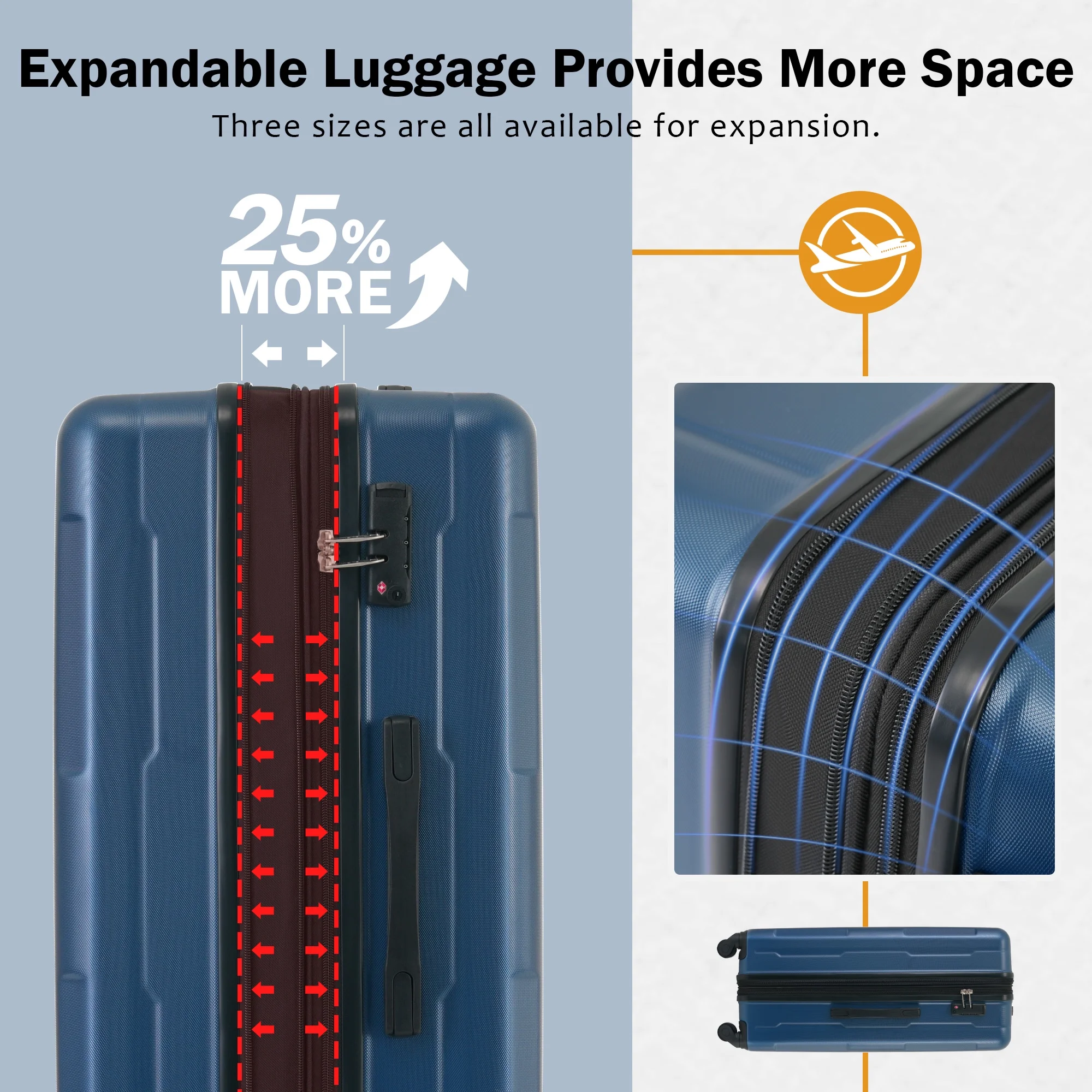 imerelez 2 Piece Luggage Set with Bags Expanable Spinner Wheels ABS Lightweight Suitcase with TSA Lock 20inch+28inch