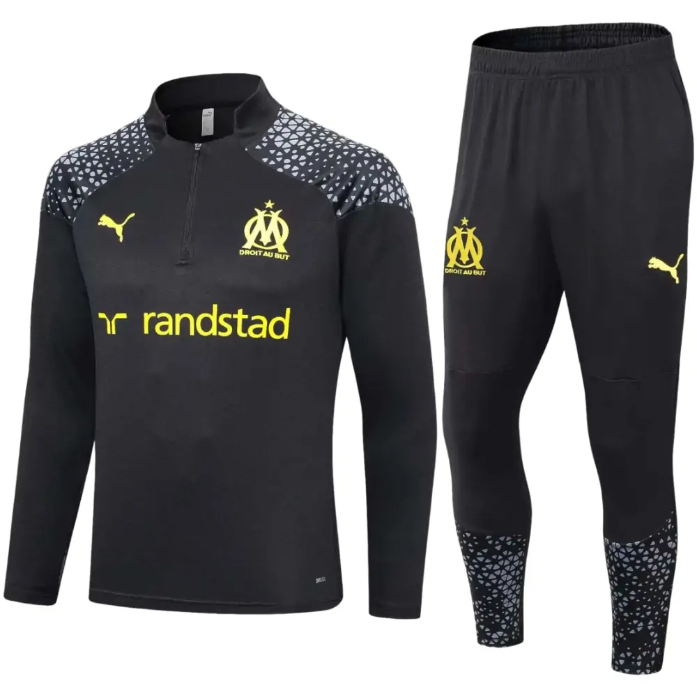 2023/2024 Olympique de Marseille Half-Pull Training Suit Black Football Jersey Set