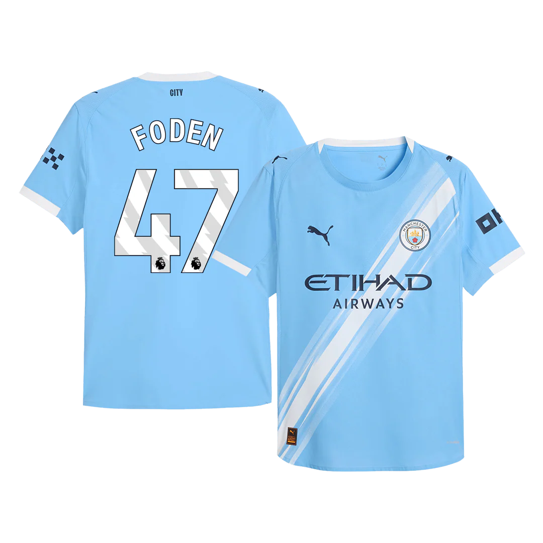 FODEN #47 Manchester City Home Player Version Soccer Jersey 2025/26 Blue