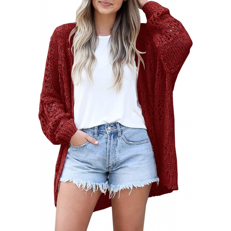 Women's Crochet Cardigan Sweater Kimonos Boho Solid