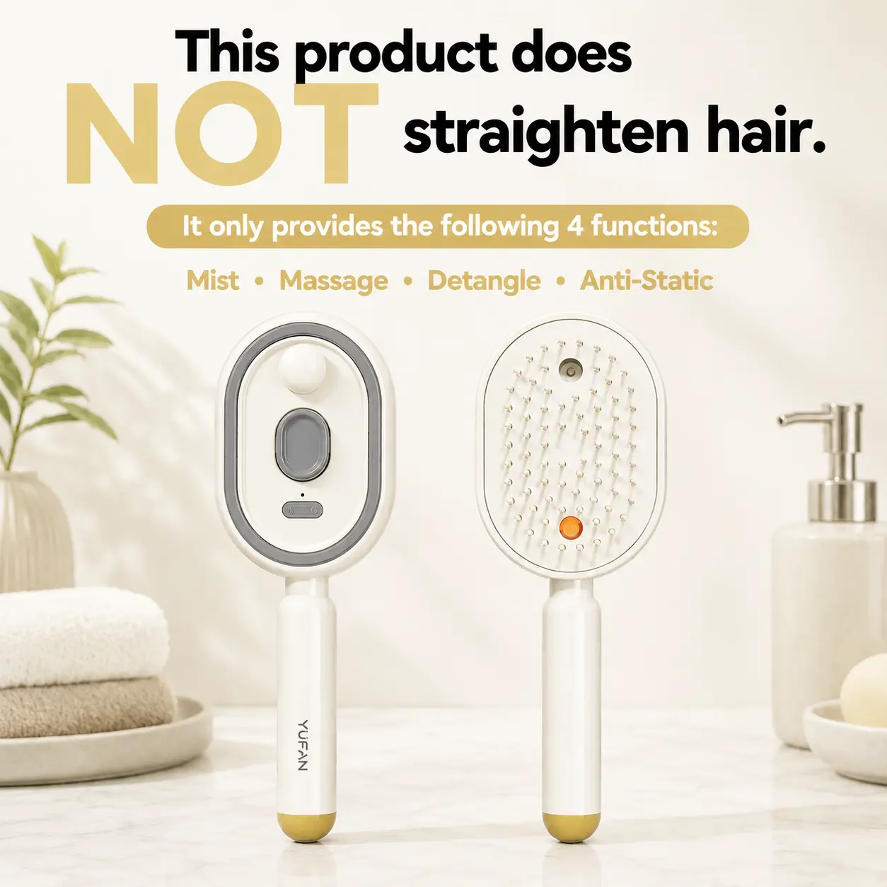 Electric Spray Air Cushion Massage Comb with Self-Cleaning, Anti-Tangle, Anti-Static, Volumizing Functions and Essential Oil Mist Aromatherapy Hair Care