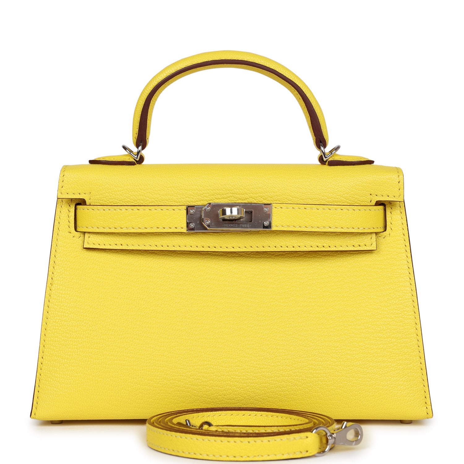 Kelly Sellier 20 Jaune Citron Chevre Palladium Hardware