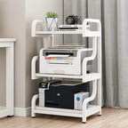 Natwind 3-Tier Printer Stand with Wheels Movable Storage Cart Floor-Standing Printer Cart Multi-Purpose Shelf Rack for Media Player (White)