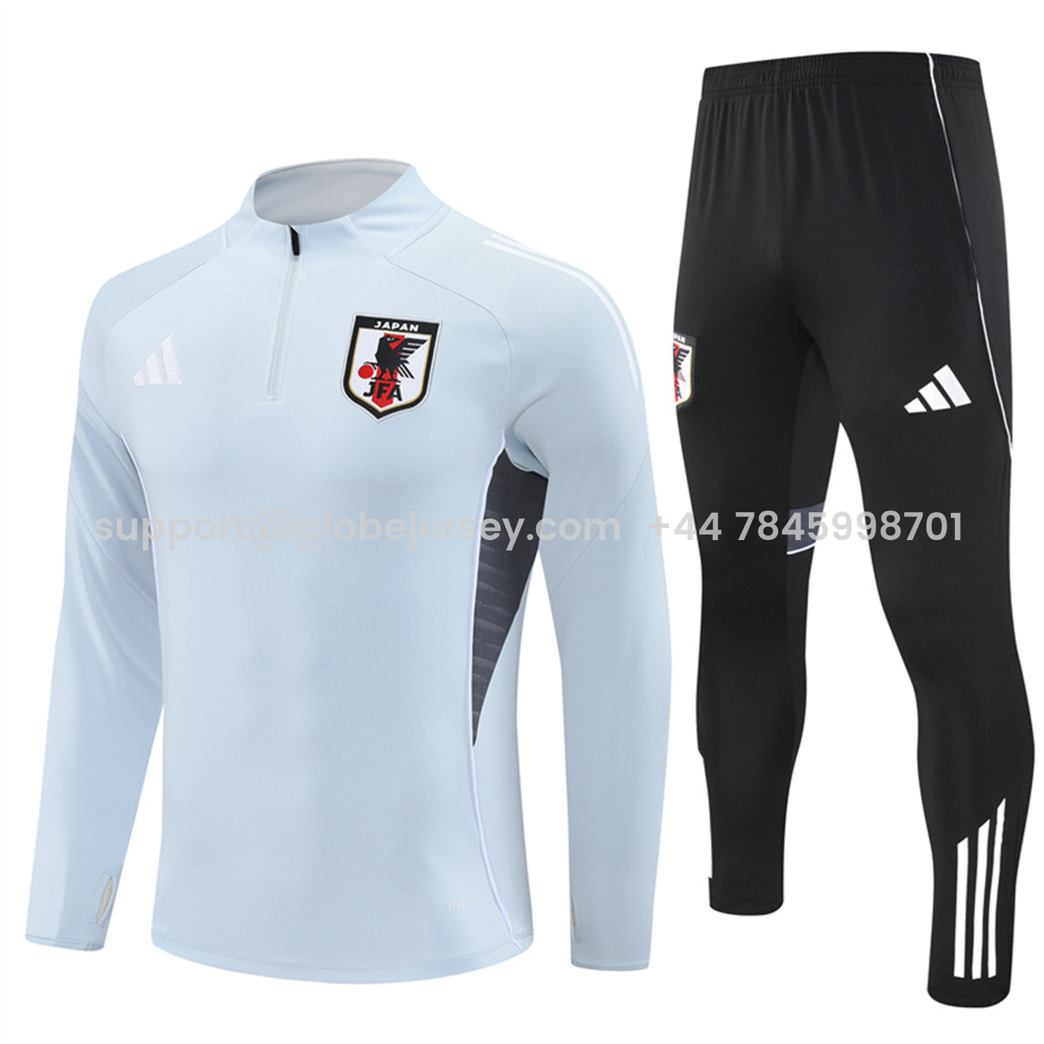 Japan 25-26 Long Sleeve Training Set - Light Grey Top and Black Pants