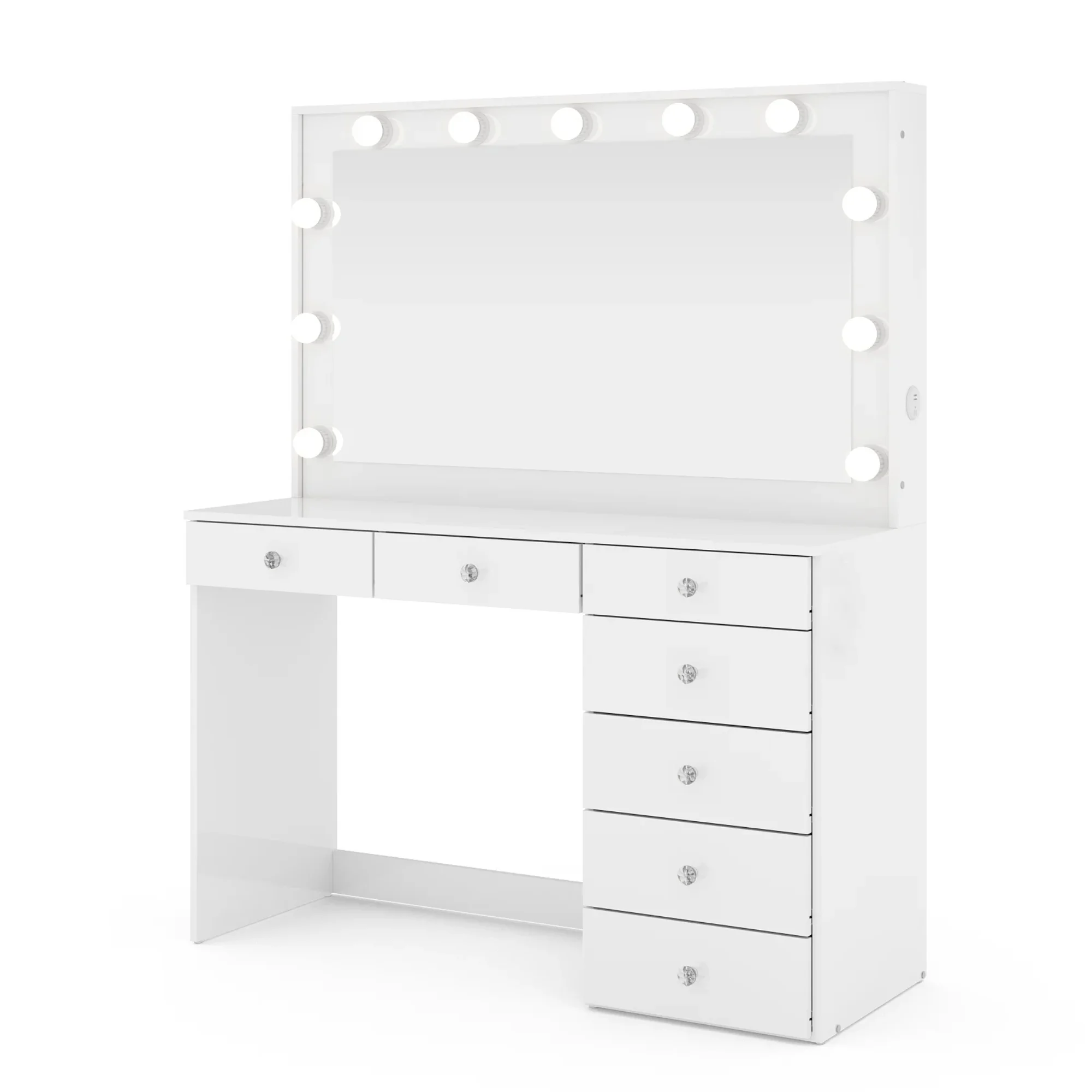 Ember Interiors Peggy Vanity Desk with Lighted Mirror and USB Ports
