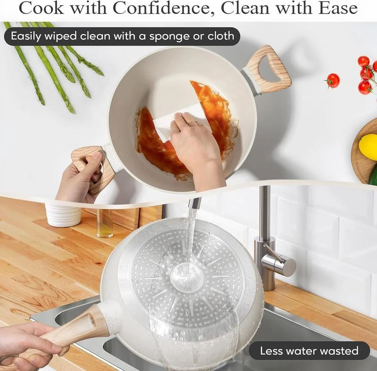 12pcs Pots and Pans Set Non Stick Kitchen Cookware Sets Induction Cookware Nonstick Granite Cooking Set with Frying Pans, Saucepans, Steamer