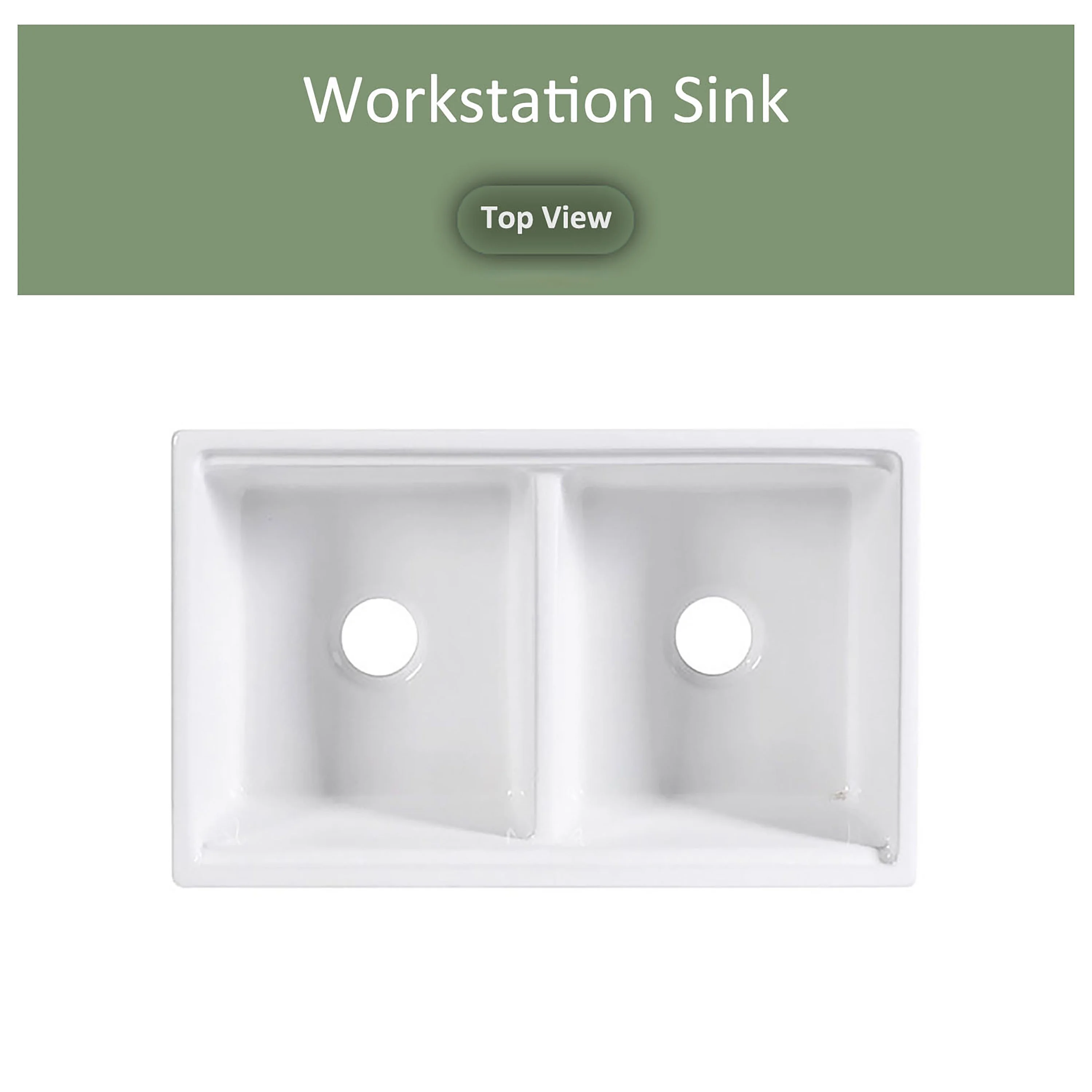 MEJE #KS3320 33x20 inch 50/50 Double Bowl , Ceramic Apron-front Step Rim Workstation Farmhouse Kitchen Sink , with Cutting Board ,Grid & Strainer - White