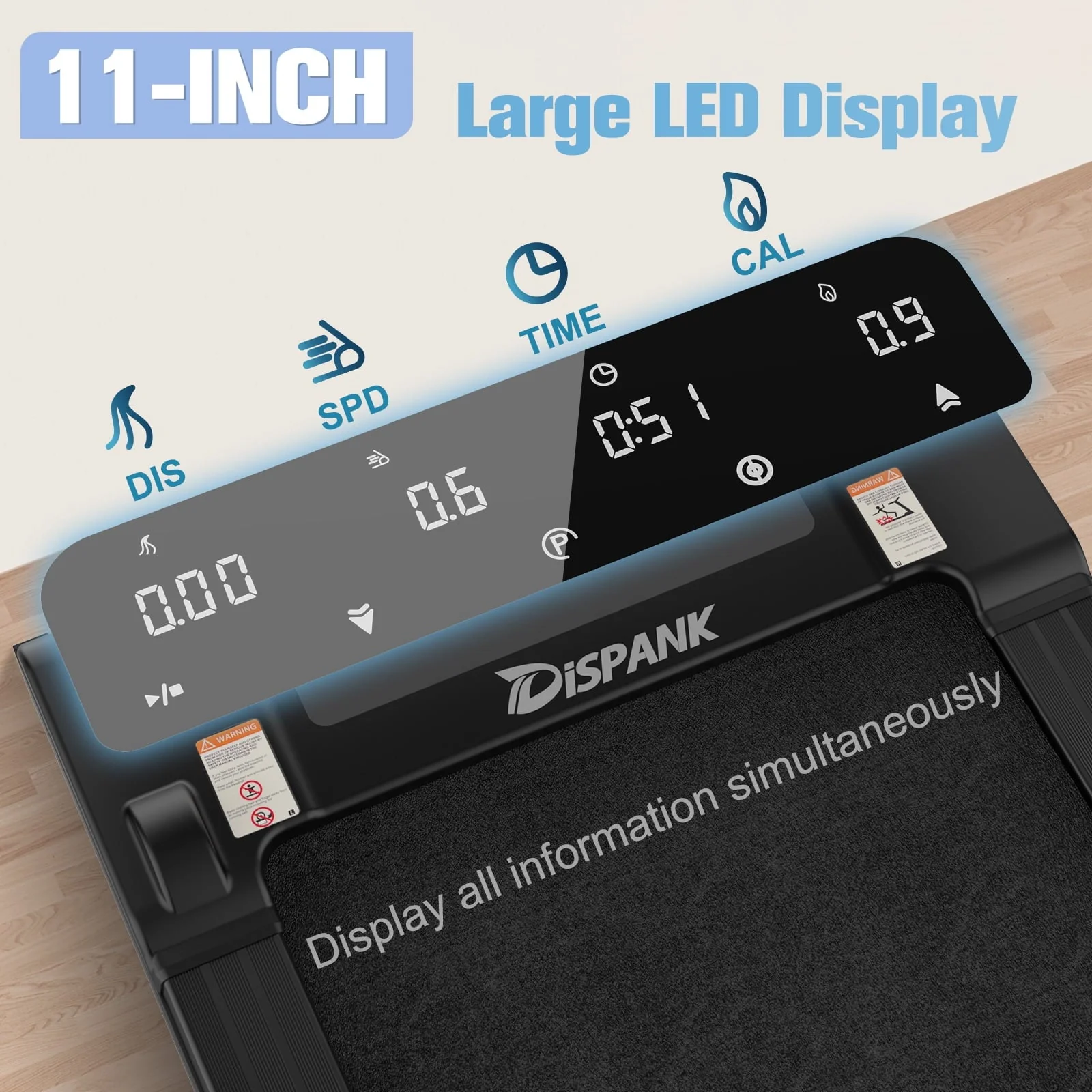 Under Desk Treadmill DISPANK 2 in 1 Walking Pad, Walking Treadmill for Home and Office, Remote Control and Large LED Dispaly, Speed Range 0-4MPH