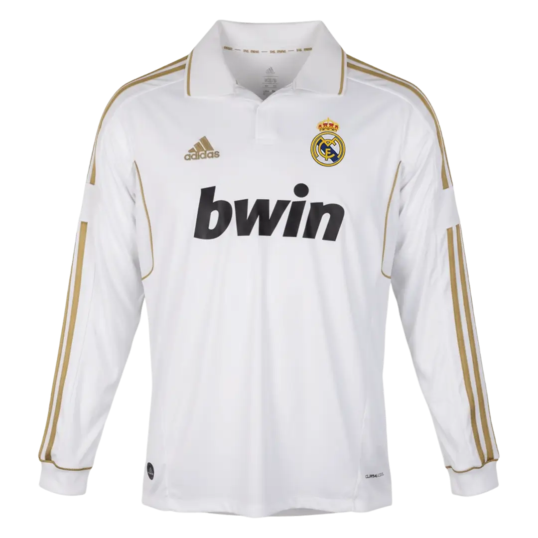 Real Madrid 2011/12 Home Long Sleeve Retro Soccer Jersey