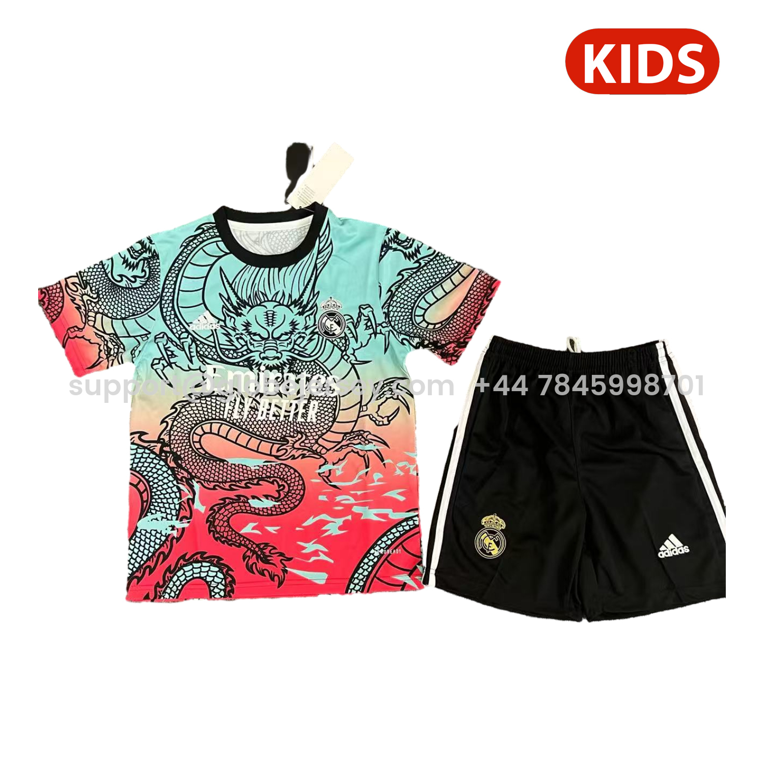 Real Madrid 25-26 Black Dragon Red And Blue Special Kids Kit