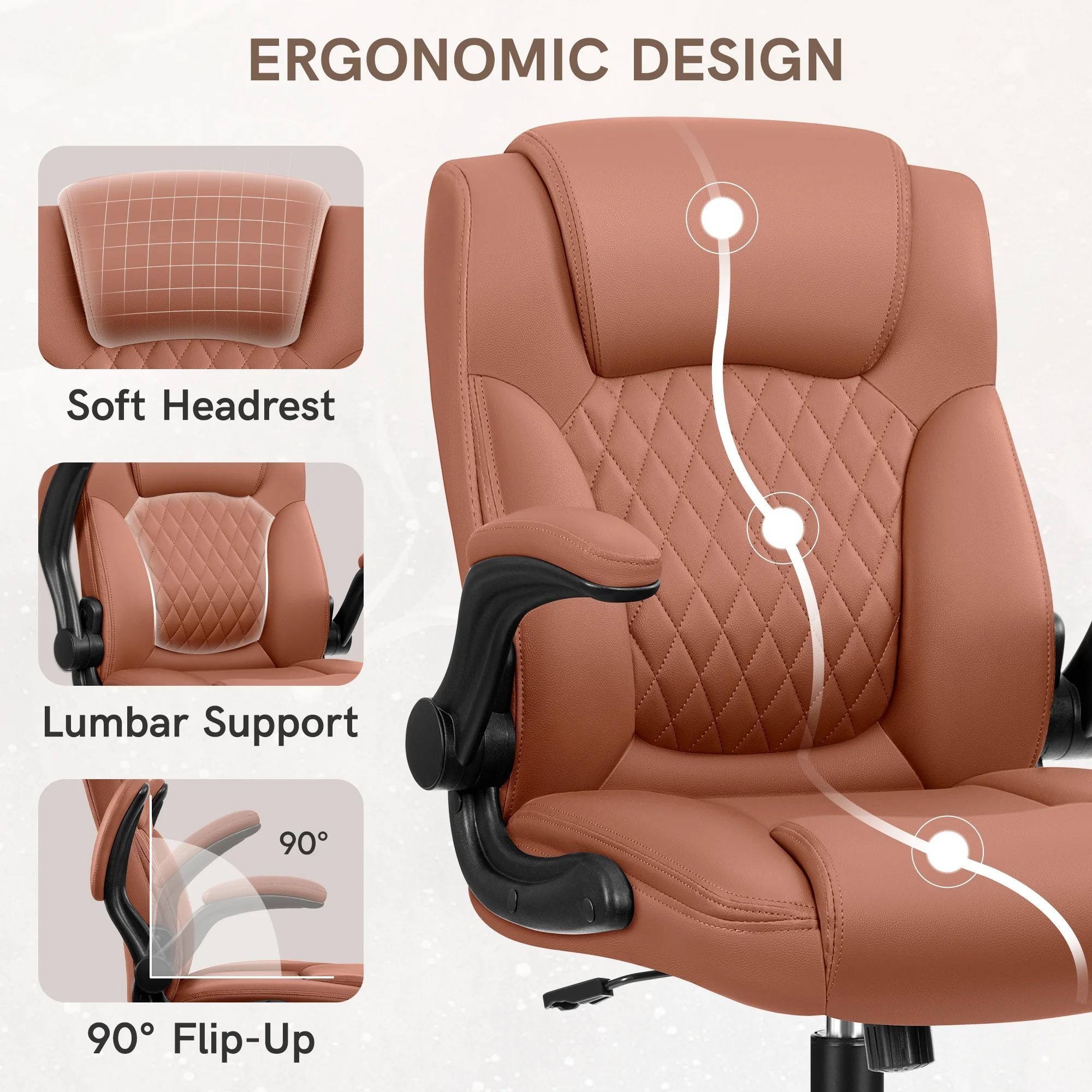 COOLHUT Leather Office Chair, Big and Tall Office Chair 400LBS Wide Seat Ergonomic Computer Desk Chair High Back Executive Leather Chair Adjustable Task Chair Lumbar Back with 8-Year Warranty, Black