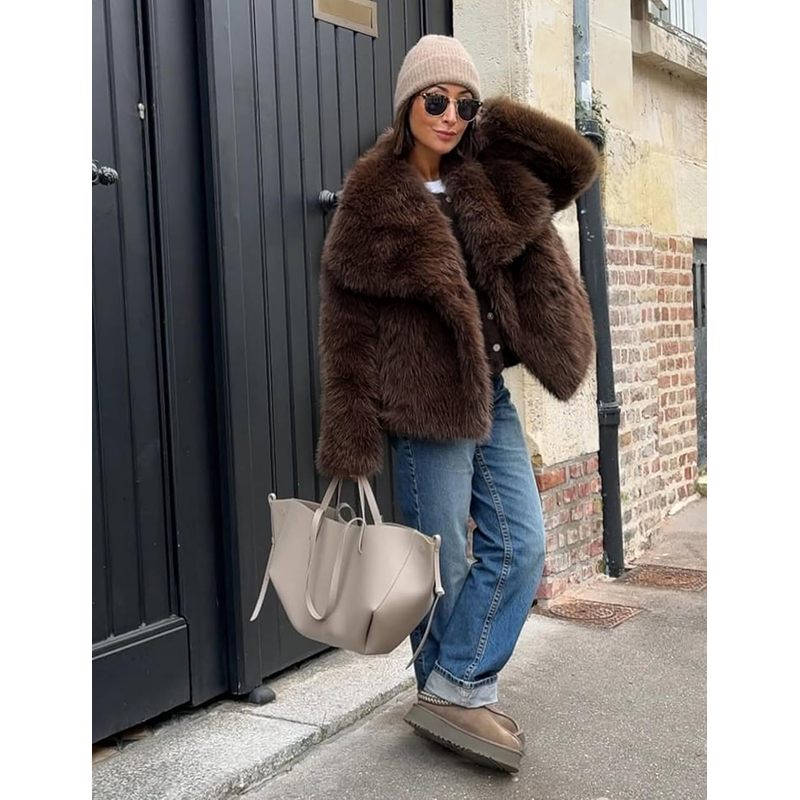 Women's Faux Fur Coat Winter Warm Fluffy Fur Jacket