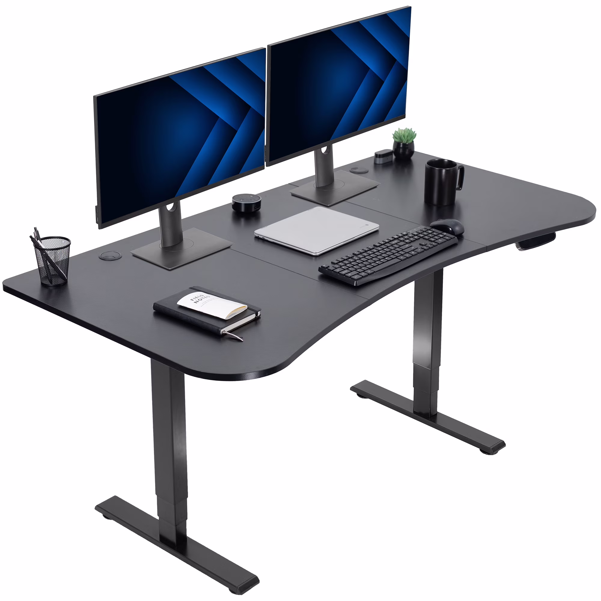 VIVO Reclaimed Wood / Black 63�?x 32�?Electric Height Adjustable Stand Up Desk