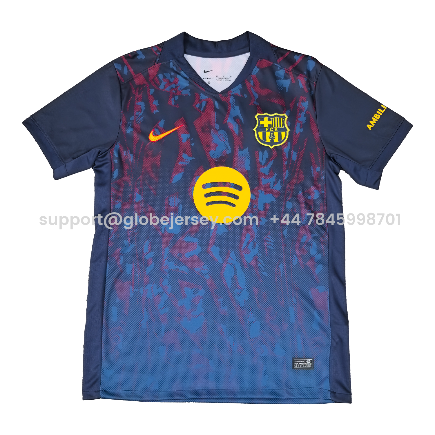 Barcelona 25-26 Deep Blue Training Jersey with Red and Blue Tree Pattern - Fans Version