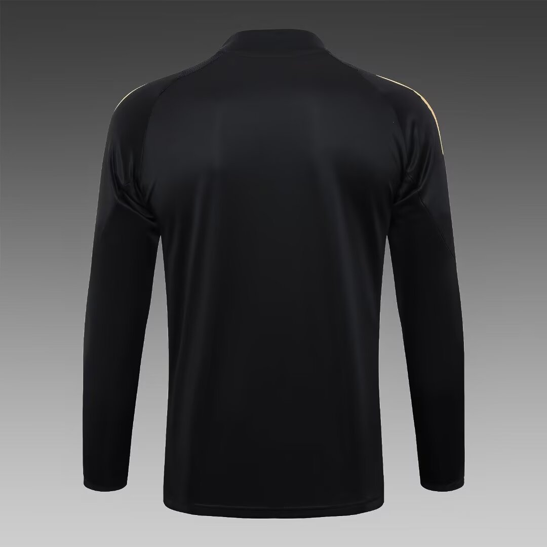 2024/2025 Real Madrid Half-Pull Training Suit Black Football Shirt 1:1 Thai Quality