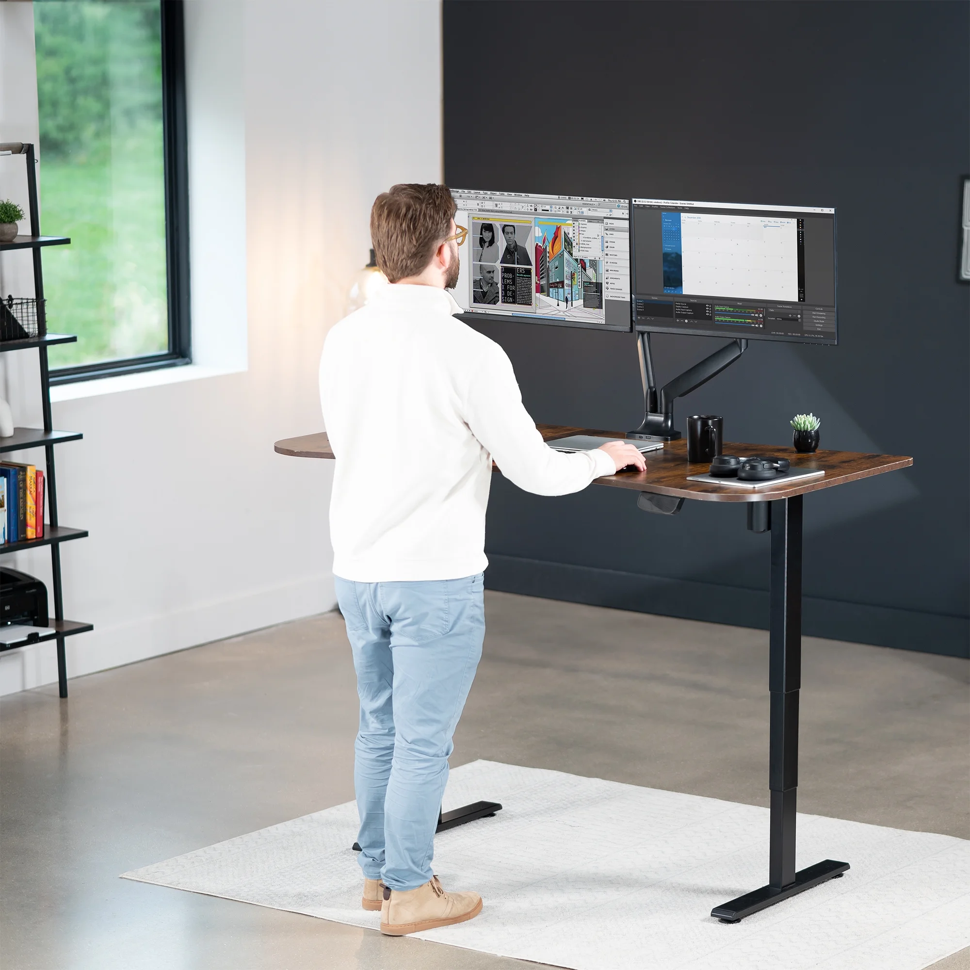 VIVO Reclaimed Wood / Black 63�?x 32�?Electric Height Adjustable Stand Up Desk