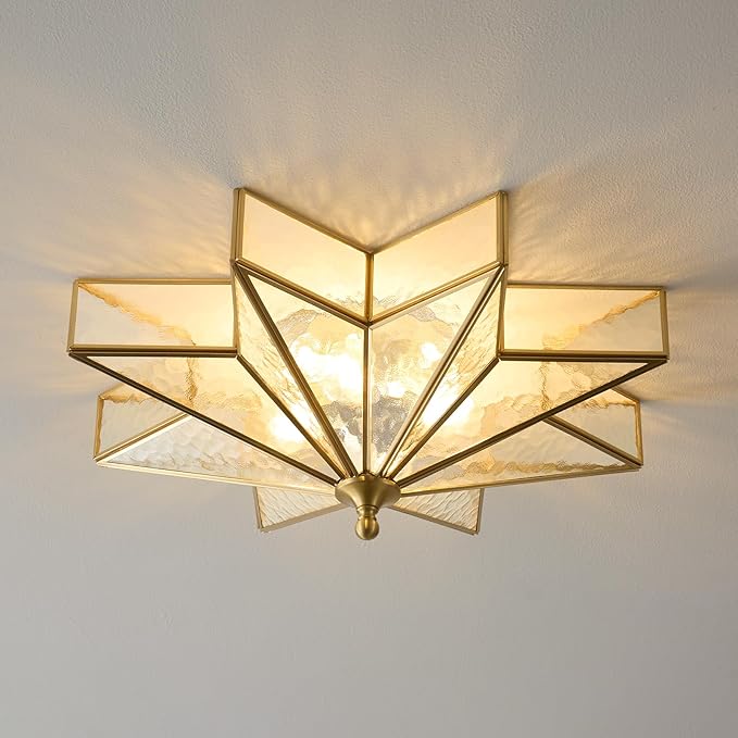 MELLOWWLITE Star Brass Glass Ceiling Light