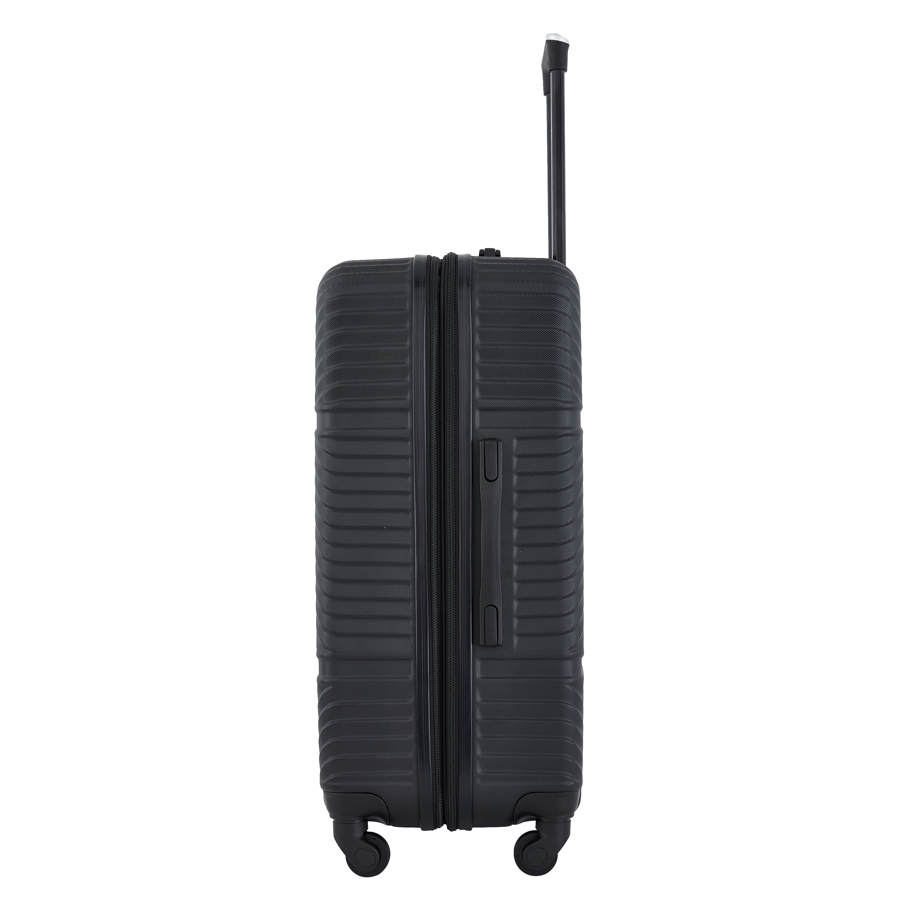 Wrangler 4 Piece Expandable Hardside Spinner Luggage Set with Packing Cubes, Sharkskin Grey