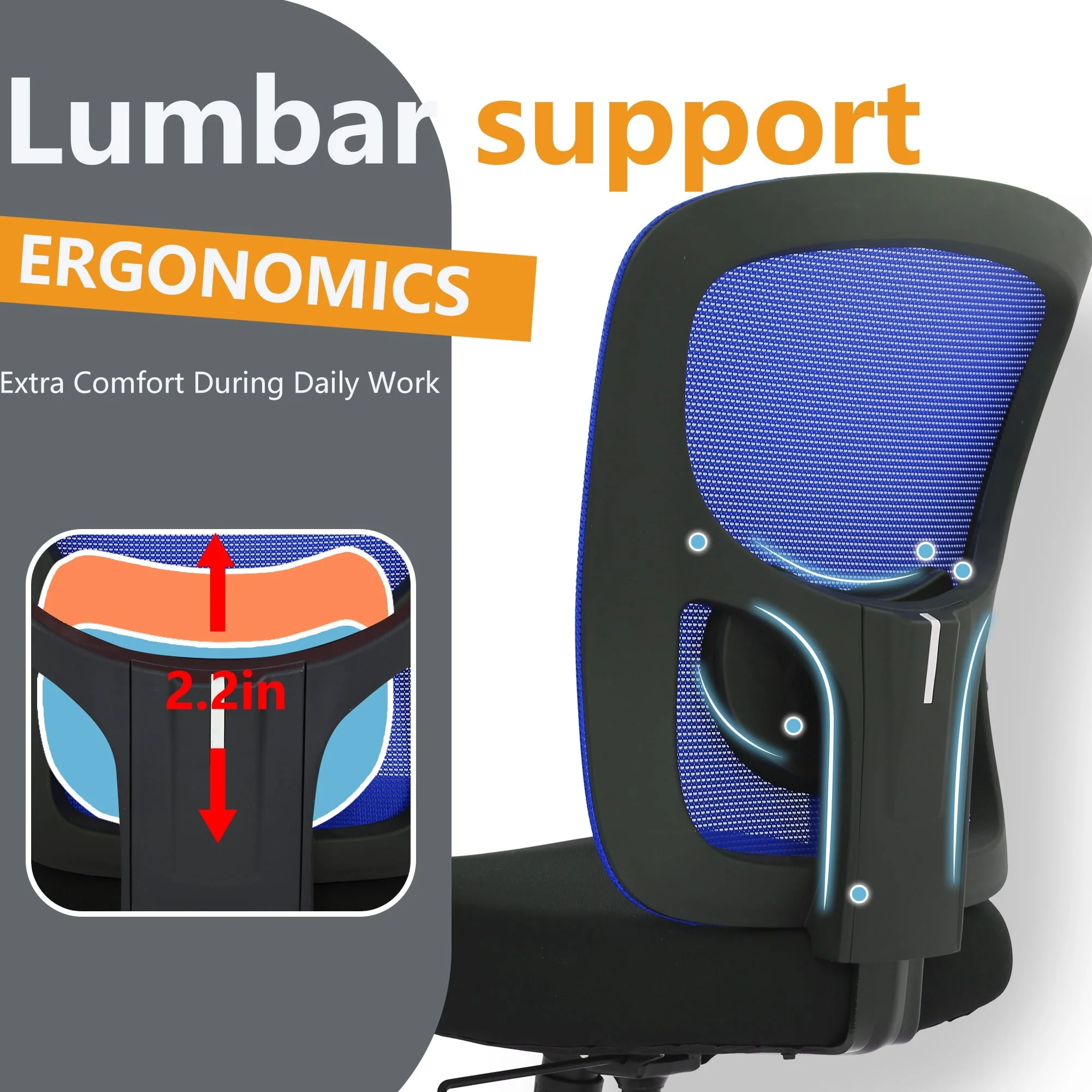 PayLessHere Ergonomic Desk Chair Office Chair Computer Chair 400lbs with Lumbar Support Wide Seat Adjust Arms Rolling Swivel High Back Task Executive Big and Tall Office Chair for Home Office，Blue