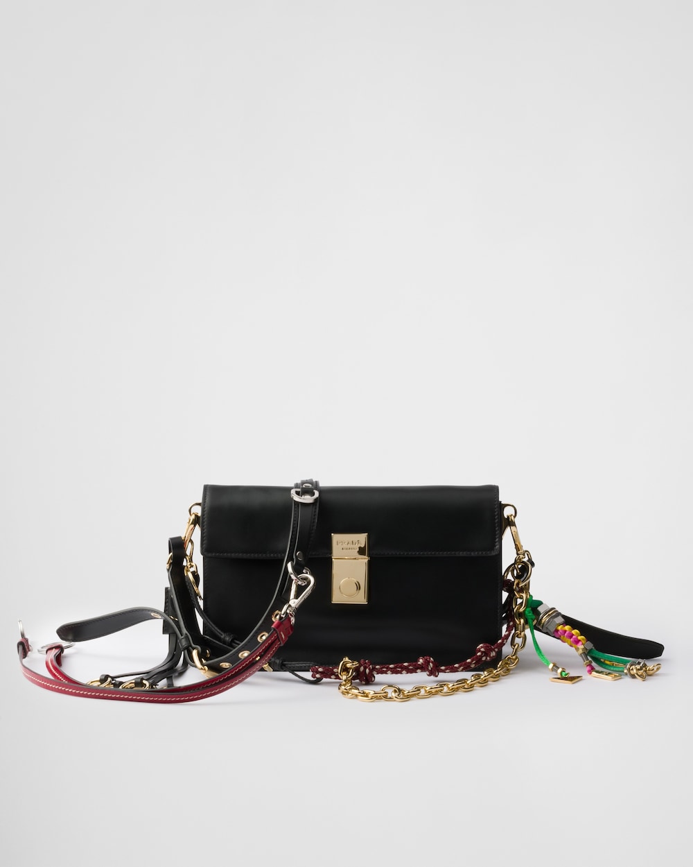 Soft Sound Small Leather Shoulder Bag With Charms