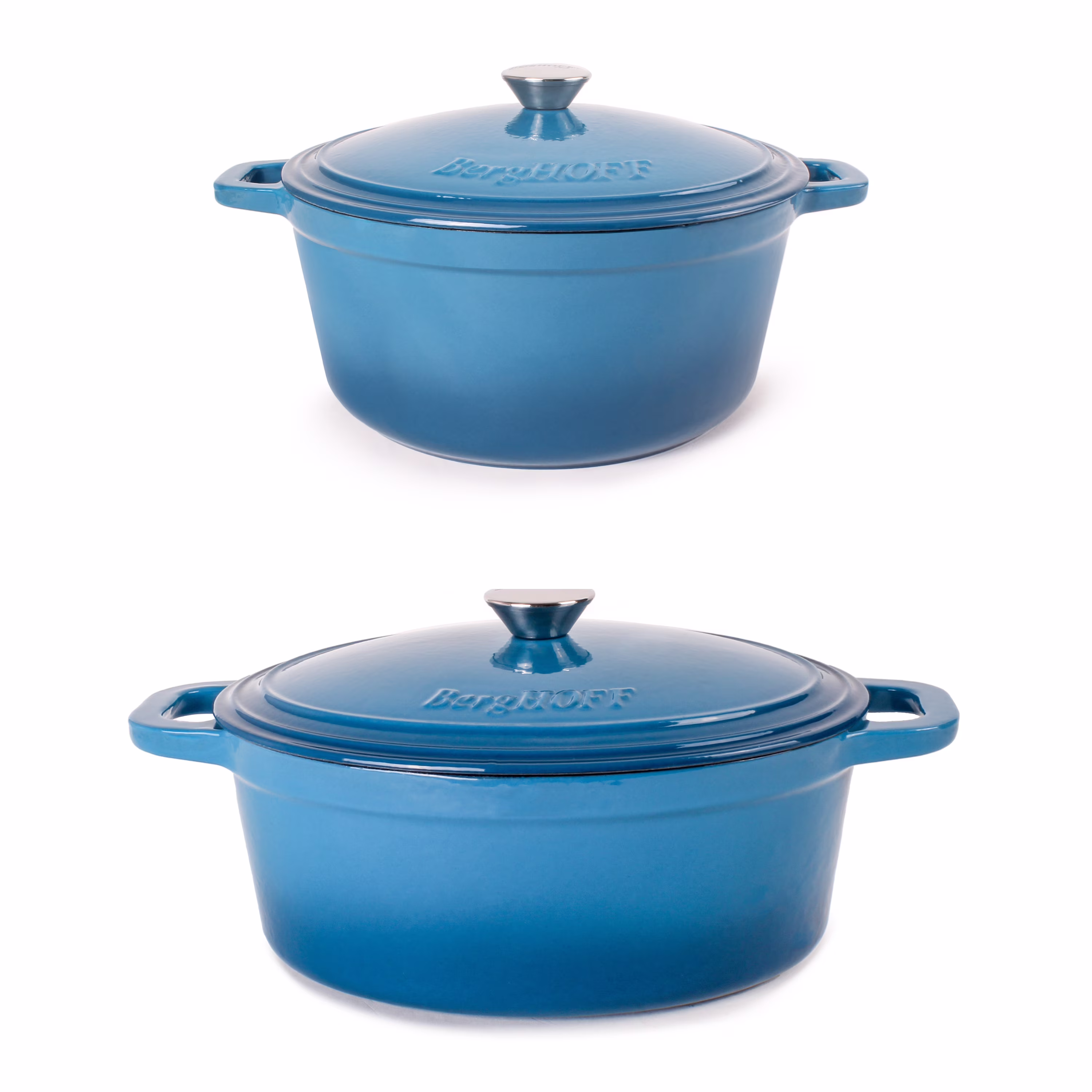BergHOFF Neo 4Pc Cast Iron Set: 5qt. & 7qt. Covered Dutch Ovens, Green