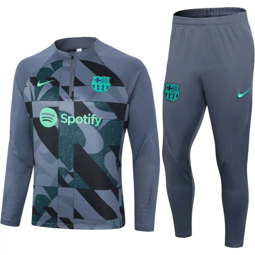 2023/2024 Barcelona Half-Pull Training Suit Gray Jersey Set