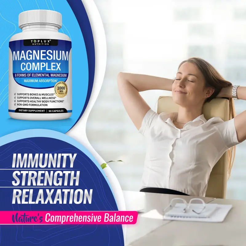 Magnesium Complex Formula: 8 Essential Forms of Magnesium - 3-Pack Set for Bone, Muscle, Recovery, and Energy Support; Vegan Formula